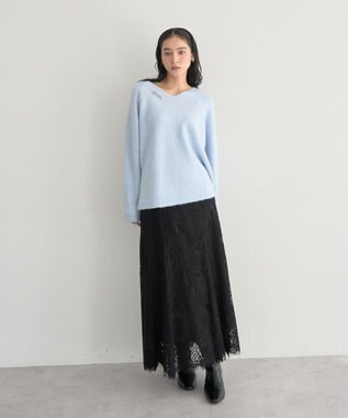 YECCA VECCA Vネックルーズニット Sax