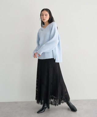 YECCA VECCA Vネックルーズニット Sax