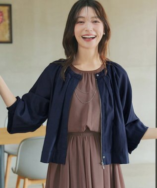 Tiaclasse 麻調襟ギャザーシアーブルゾン