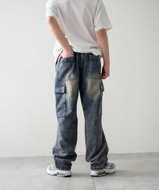 WEGO 【KIDS/150cm/160cm/ウエストゴム】デニムイージーカーゴパンツ（JUNIOR） デニム中濃加工色