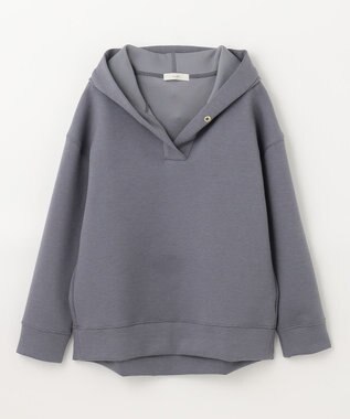 ANY 【洗える】ライトウエイト スリットネックパーカー チャコール