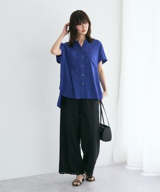 YECCA VECCA 【セットアップ可能】ポケットスキッパーシャツ Blue