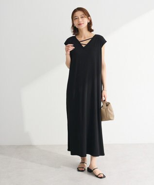 Green Parks 前後２ＷＡＹウエストタックワンピース Black