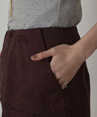 GRACE CONTINENTAL パッチワークミニスカート ダークブラウン