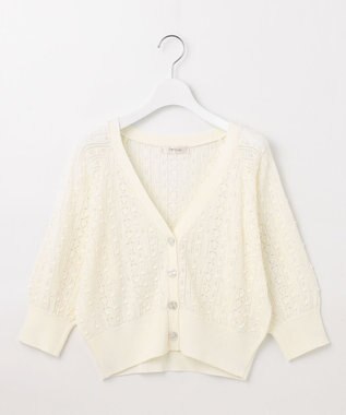 Feroux 【ご好評につき今季も登場！・洗える】透かし編み カーディガン ピンク系