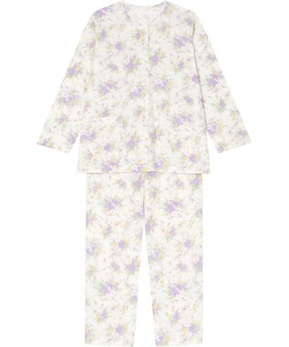 Wing 【パジャマ】　長袖・長ズボン　綿100%　天竺素材　花柄　ウイング／ワコール　EP7083 パープル