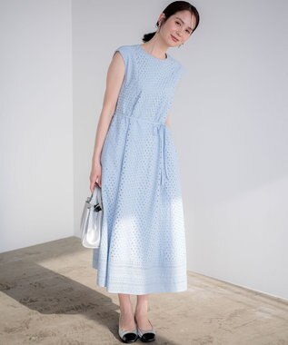 組曲 【先行予約】エンブロイダリーレース ワンピース クラウディブルー系