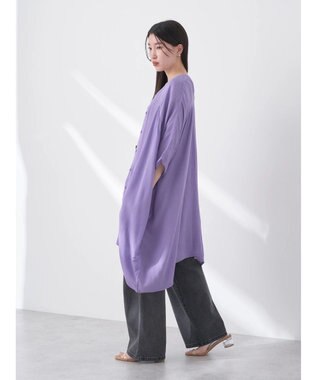 earth music&ecology レーヨンビッグシャツチュニック Purple
