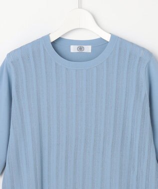 J.PRESS LADIES Rayon Elite Stretch クルーネック ニット サックスブルー系