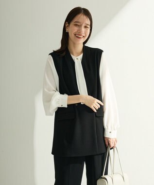 Green Parks Ｏ．洗えてストレッチ　Ｗボタンベスト Black