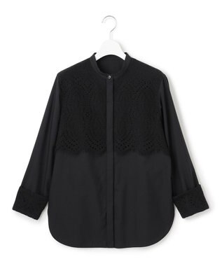 ICB L 【洗える】 レースコンビブラウス ブラック系