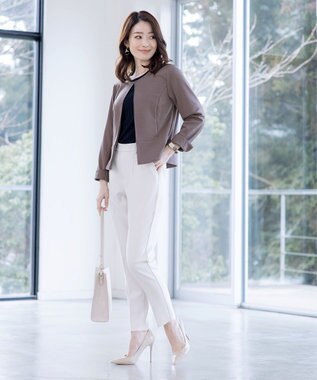 Tiaclasse 【新色追加・洗える】ノーカラーカットソージャケット モカ