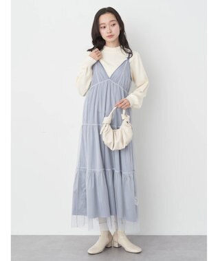 earth music&ecology ＳＥＴ２点ティアードペチドレス＋チュールワンピース Blue