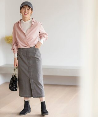 ANY SIS S 【洗える】ストレッチライトデニム スカート グレー