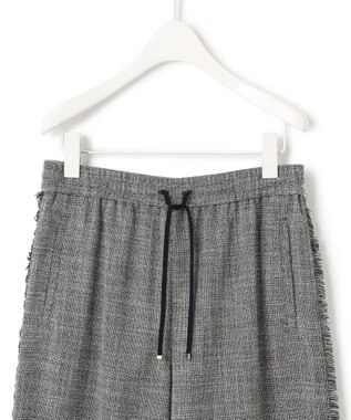 ICB 【洗える】 ライトスラブツイード ワイドパンツ ブラック×オフホワイト系