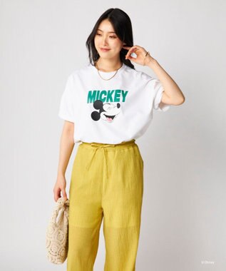 OP／FILA 【Ocean Pacific】ミッキー/水陸両用オーバーサイズTシャツ/レディース ホワイト