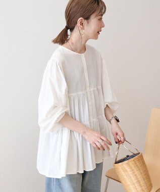 AMERICAN HOLIC 【先行予約】【WEB限定】ティアードギャザーブラウス Off White