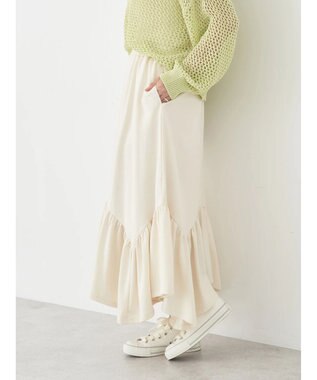 earth music&ecology ウラケ裾フリルスカート Ivory