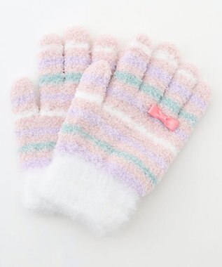 ANY KIDS マルチボーダー マシュマロ 手袋 ピンク系