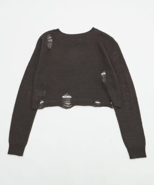 WEGO モヘアタッチダメージショートニット ブラック中濃色