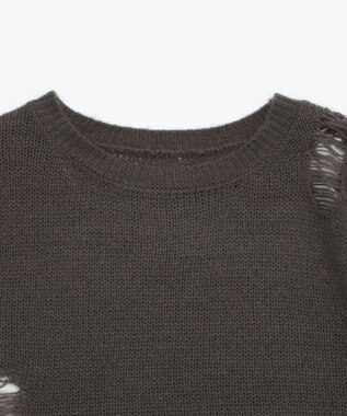 WEGO モヘアタッチダメージショートニット ブラック中濃色