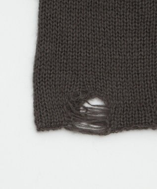 WEGO モヘアタッチダメージショートニット ブラック中濃色