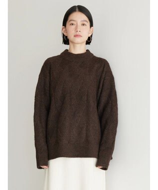 AMERICAN HOLIC Ｍｉｘヤーンモックネックケーブルニットプルオーバー Brown