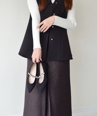 Bridget Birkin ＜抗菌消臭＞【Bridget Birkin】キラキラストラップポインテッドパンプス ブラックスウェード