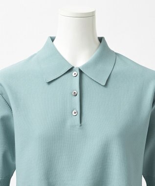 23区 S 【R(アール)】フォルムニット ペプラム ポロシャツ ブルーグレー系