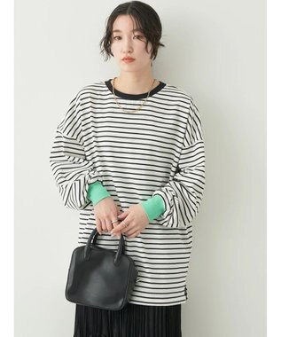 earth music&ecology トリカラーボーダーロンＴＥＥ Off White