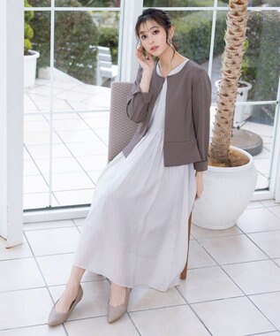 Tiaclasse 【新色追加・洗える】ノーカラーカットソージャケット モカ