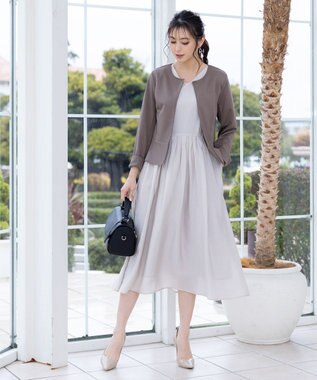 Tiaclasse 【新色追加・洗える】ノーカラーカットソージャケット モカ