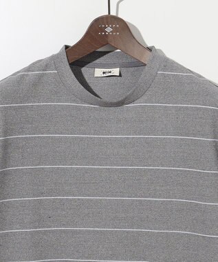 JOSEPH ABBOUD 【和紙ニット/日本素材・縫製/ 軽量/通気性/速乾性】和紙フライスボーダー Tシャツ ライトグレー系2