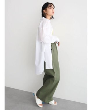 Green Parks 綿麻混オーバーサイズシャツチュニック Off White