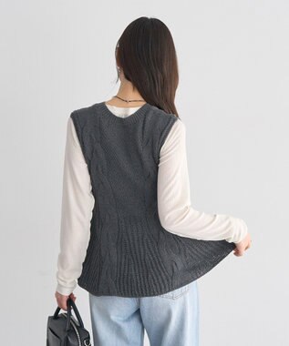 earth music&ecology フレアニットベスト Dark Gray