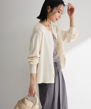 Green Parks 金釦コンパクトニットカーディガン White