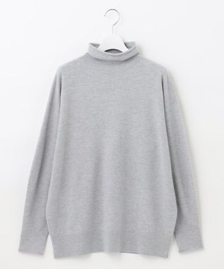 自由区 【洗える】ソフトウールハイゲージ ハイネックニット ライトグレー系