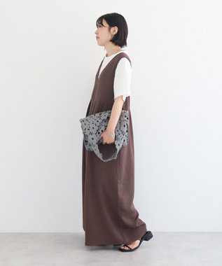 Green Parks ・ｃａｃｈｅ　ｃａｃｈｅ　フラワーレーストートバッグ Gray