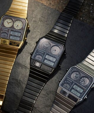 CITIZEN 【特定店取扱いモデル】レコードレーベル 1980年代に一世を風靡したアナデジテンプ シルバー