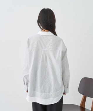 earth music&ecology レイヤードストライプシャツ Off White