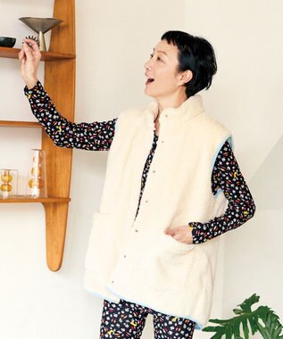 tsumori chisato SLEEP ツモリチサト ベスト 綿100％(表側) ノースリーブ ルームウエア レディース URX189 /ワコール サックス