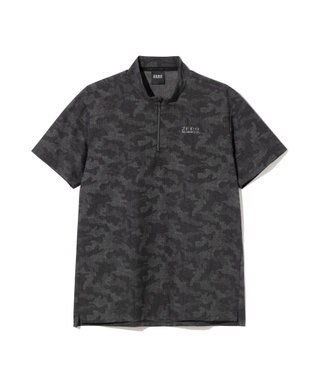 ZERO HALLIBURTON クールドッツ カモ柄モックネックTシャツ ZHG-M6S6b 85192 ブラック