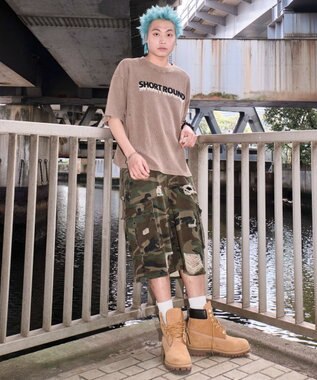 WEGO 【ユニセックス着用ITEM/MLサイズ展開】ブリーチワッフルダメージグラフィックT（SS） ブラウン