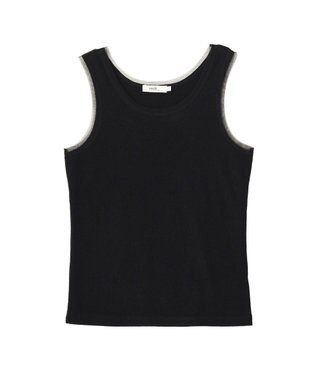 earth music&ecology エッジチュールラメテレコタンクトップ Black