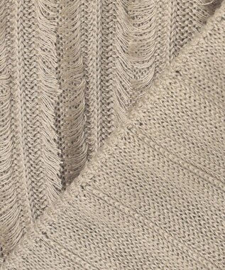 自由区 【XSサイズ～】リネンフリンジディテールフレンチスリーブ ニット ベージュ系