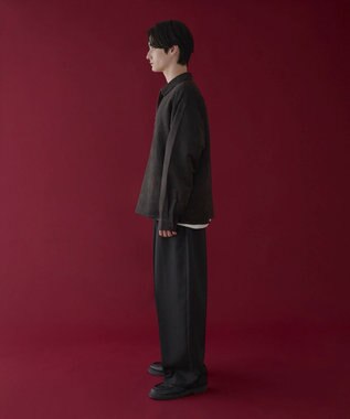 WEGO フェイクスウェードハーフZIPシャツ（LS） ブラック中濃色