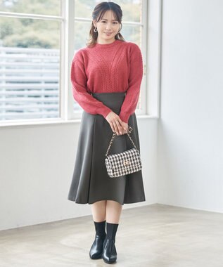 ANY SIS S 【洗える】フロントケーブルポイントアンゴラブレンド ニット ベリーピンク