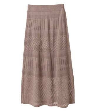 earth music&ecology ＳＥＴ２点レース編みペプラムカーデ＋スカート Pink Beige