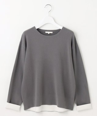 自由区 L 【カタログ掲載】レーヨンストレッチベーシックシルエット ニット グレー