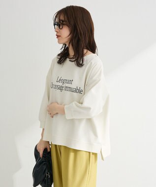 Green Parks 七分袖ロゴ裏毛プルオーバー Off White